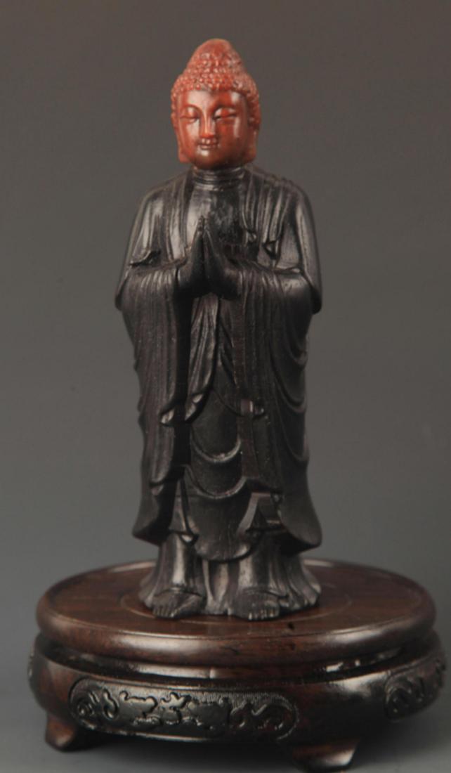 A SANDALWOOD  GAUTAMA BUDDHA STATUE (1 of 5)