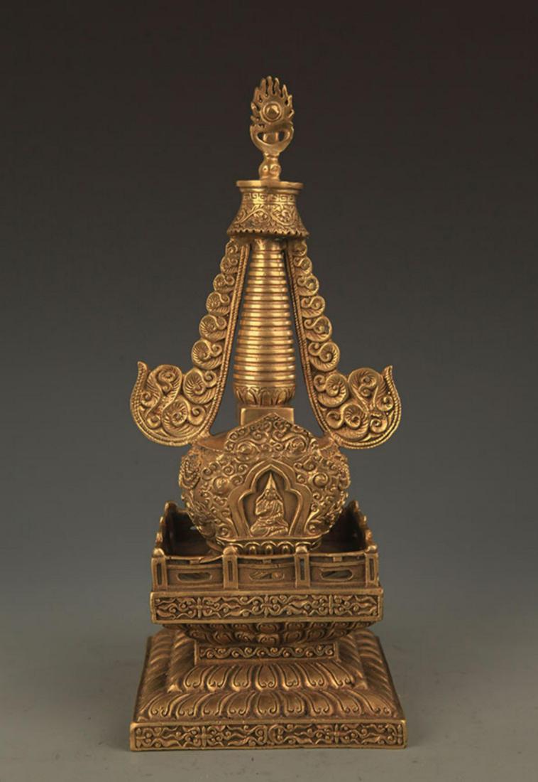 A FINELY MADE TIBETAN BRONZE PAGODA (1 of 6)