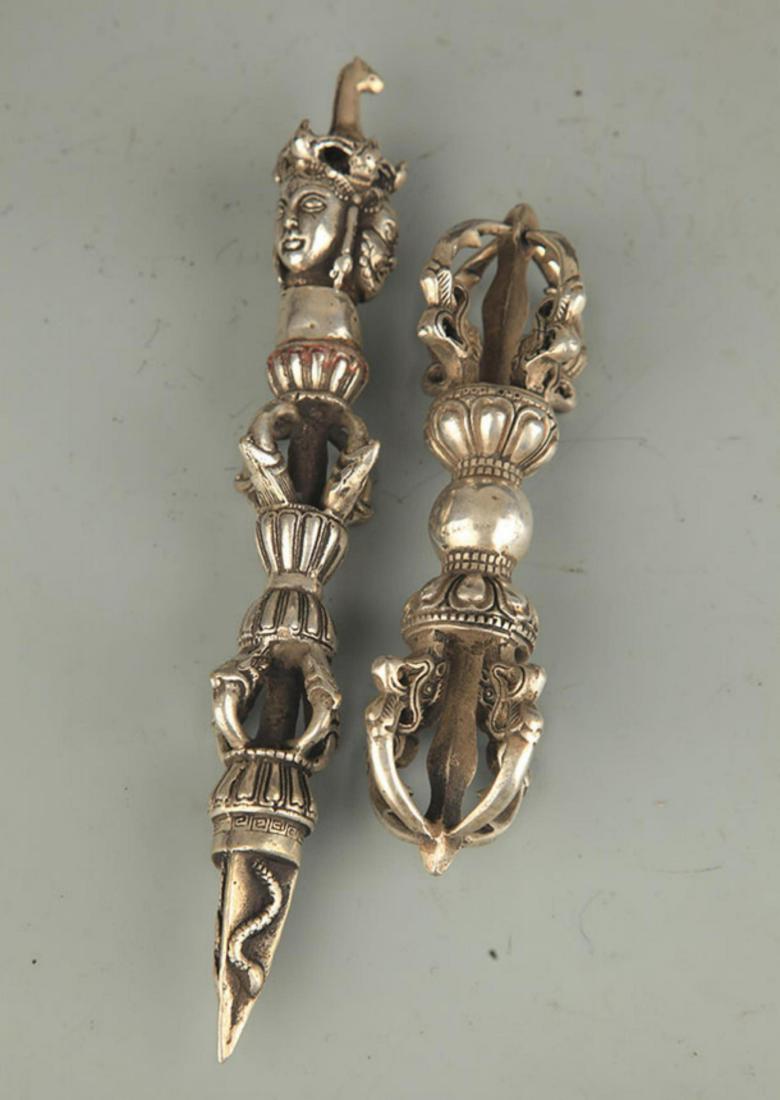 TIBETAN BUDDHIST BRONZE VAJAR: 20th Century, Long: 6.0 inch; 8.75 inch;