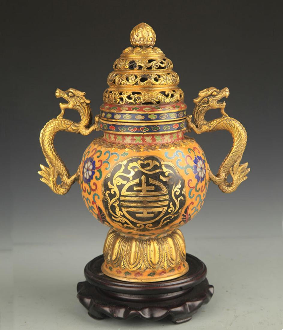 CLOISONNE ENAMEL DRAGON HANDLE AROMATHERAPY (1 of 5)