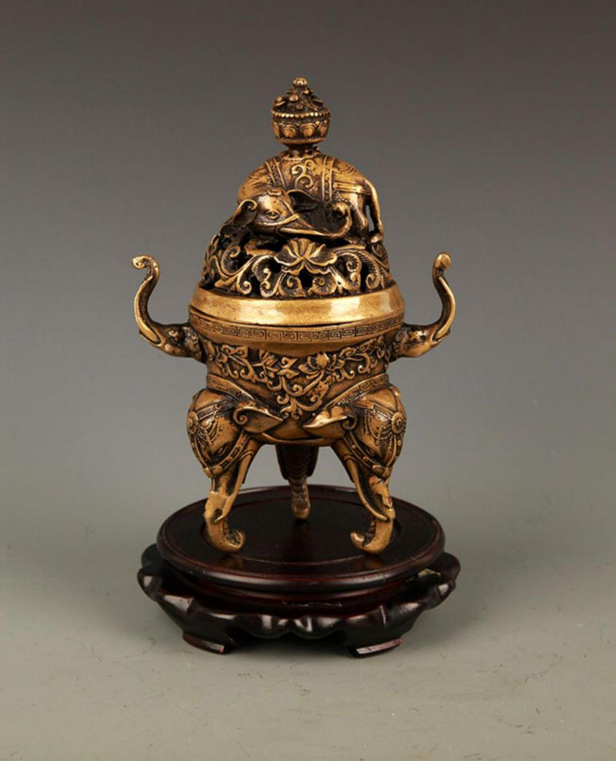 A FINE ELEPHANT FIGURE BRONZE AROMATHERAPY (1 of 6)