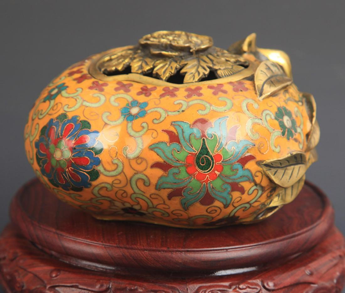 A BRONZE CLOISONNE ENAMEL PEACH SHAPE AROMATHERAPY (1 of 7)
