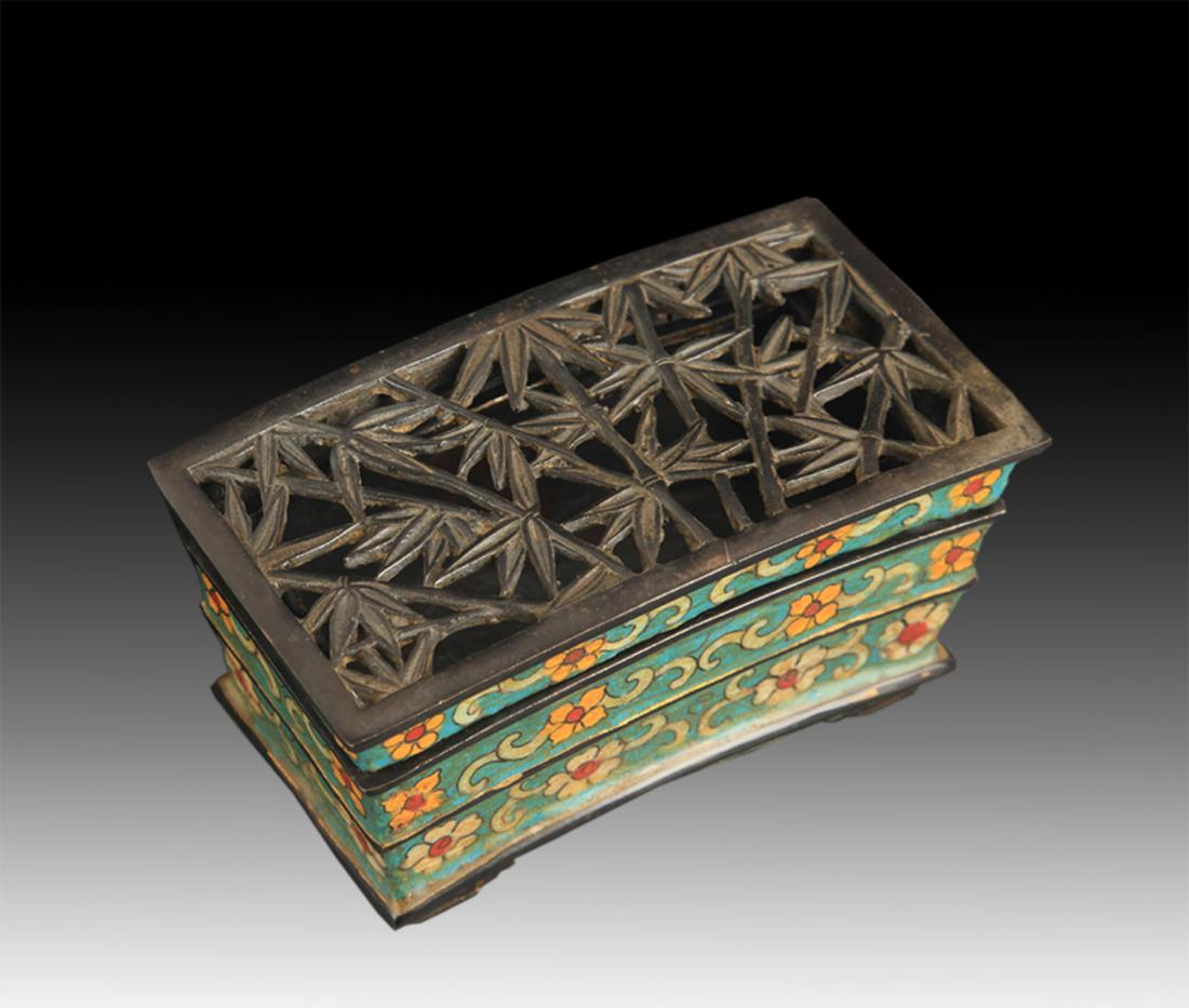 A BRONZE CLOISONNE BAMBOO STYLE AROMATHERAPY (1 of 1)