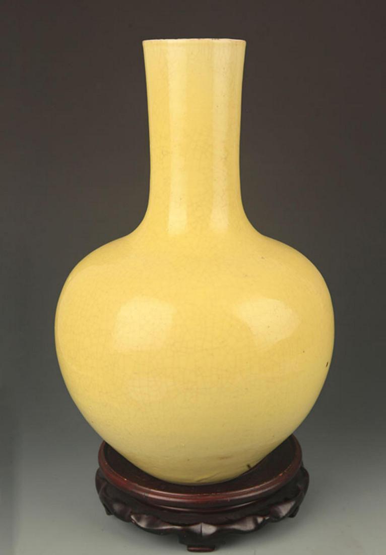 YELLOW COLOR GLAZED MOON STYLE VASE (1 of 5)