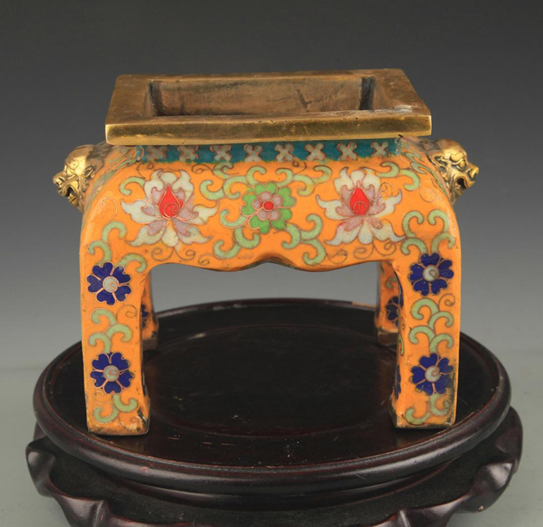 A CLOISONNE ENAMEL LOTUS CARVING BRONZE CENSER (1 of 5)