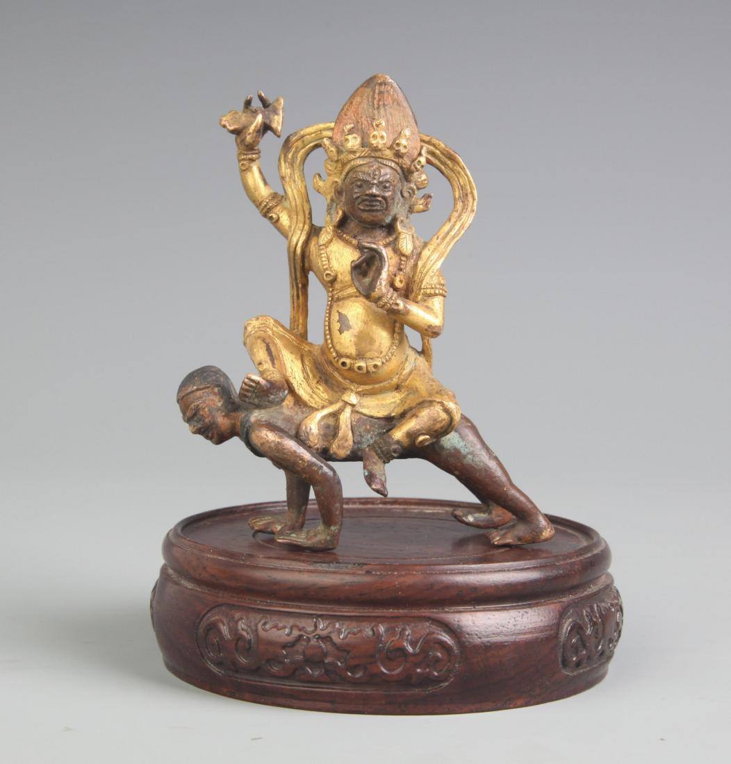 A FINE GOLD GILT BRONZE MAHAKALA STATUE (1 of 5)