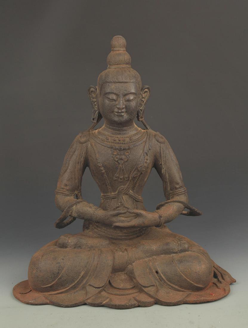 RARE CAST IRON AMITAYUS HAYAGRIVA STATUE (1 of 5)