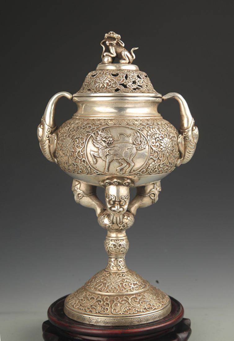 A BRONZE HIGHT FOOT AROMATHERAPY BURNER (1 of 7)