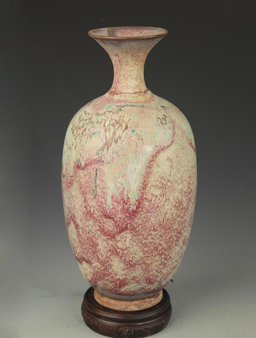 A LU JUN GLAZE LIGHT RED COLOR JAR: Song Dynasty Style, High:12.5 inch; Diameter:3.5 inch