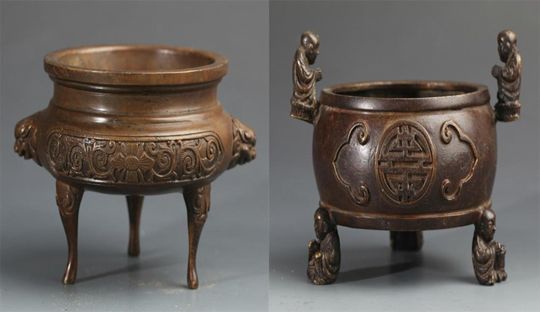 GROUP OF TWO SMALL BRONZE CENSER (1 of 8)