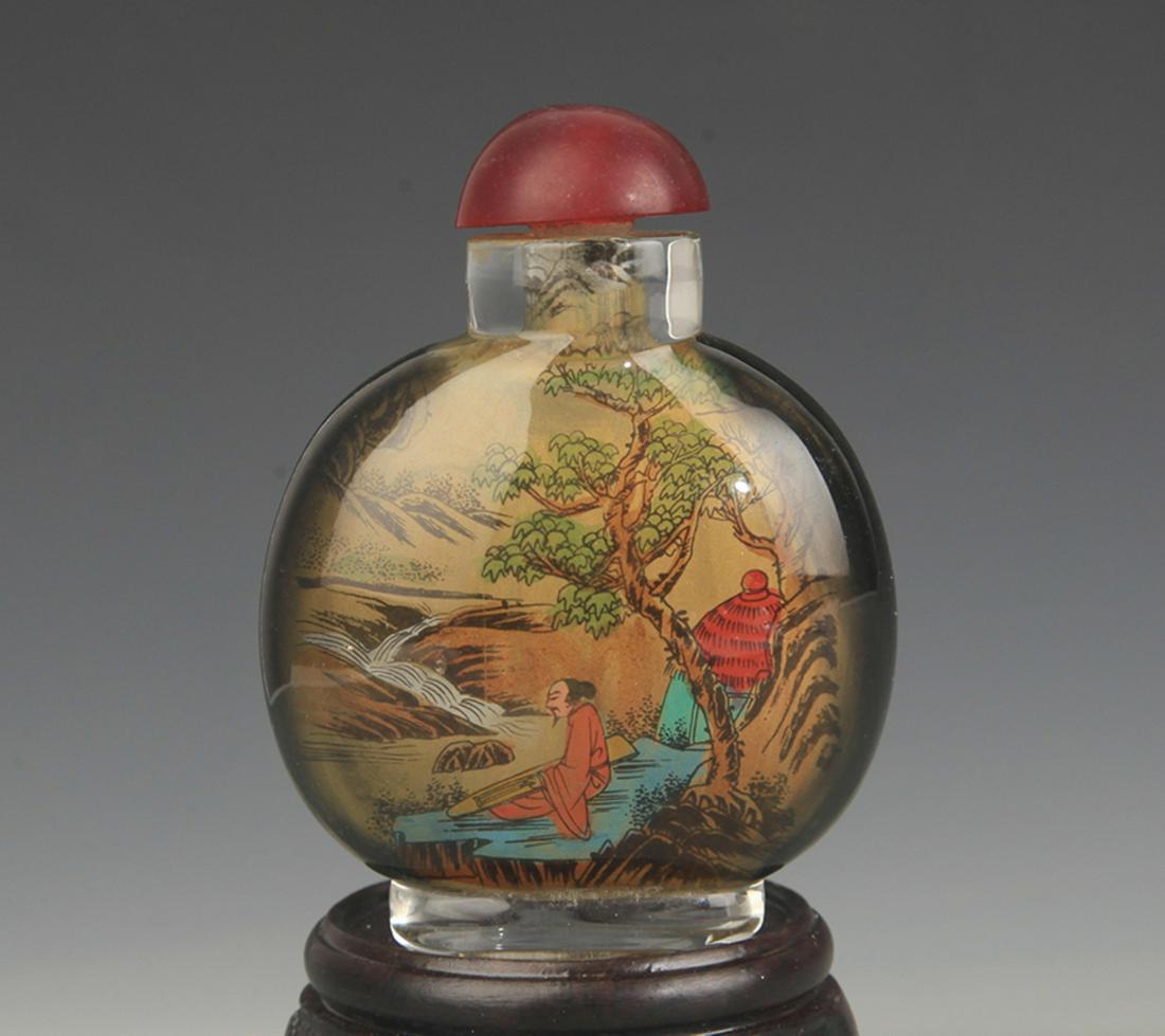 LANDSCAPE PA INCHTED GLASS SNUFF BOTTLE (1 of 3)