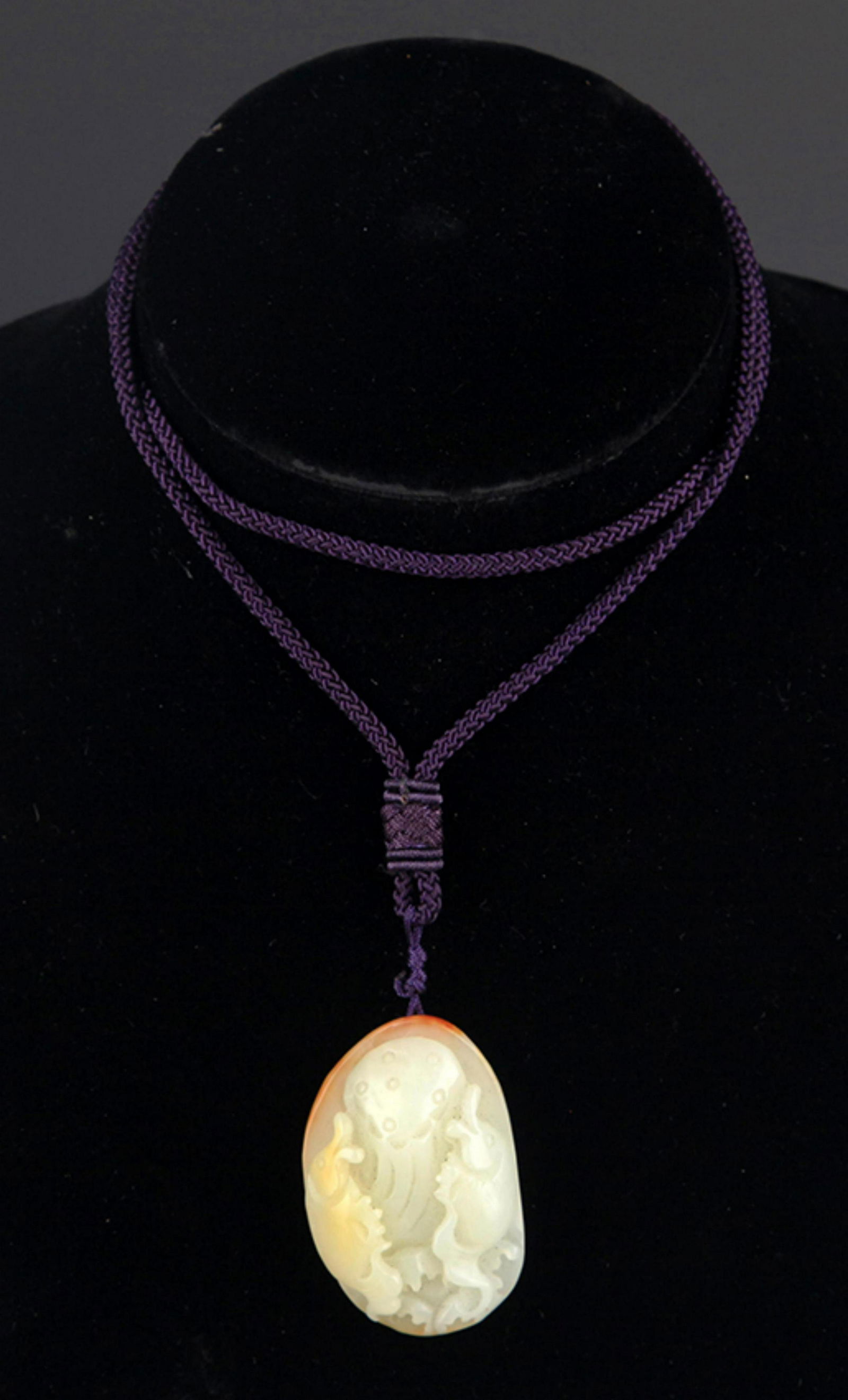 A DOUBLE FISH CARVING HETIAN JADE PENDANT,  ZI LIAO (1 of 5)