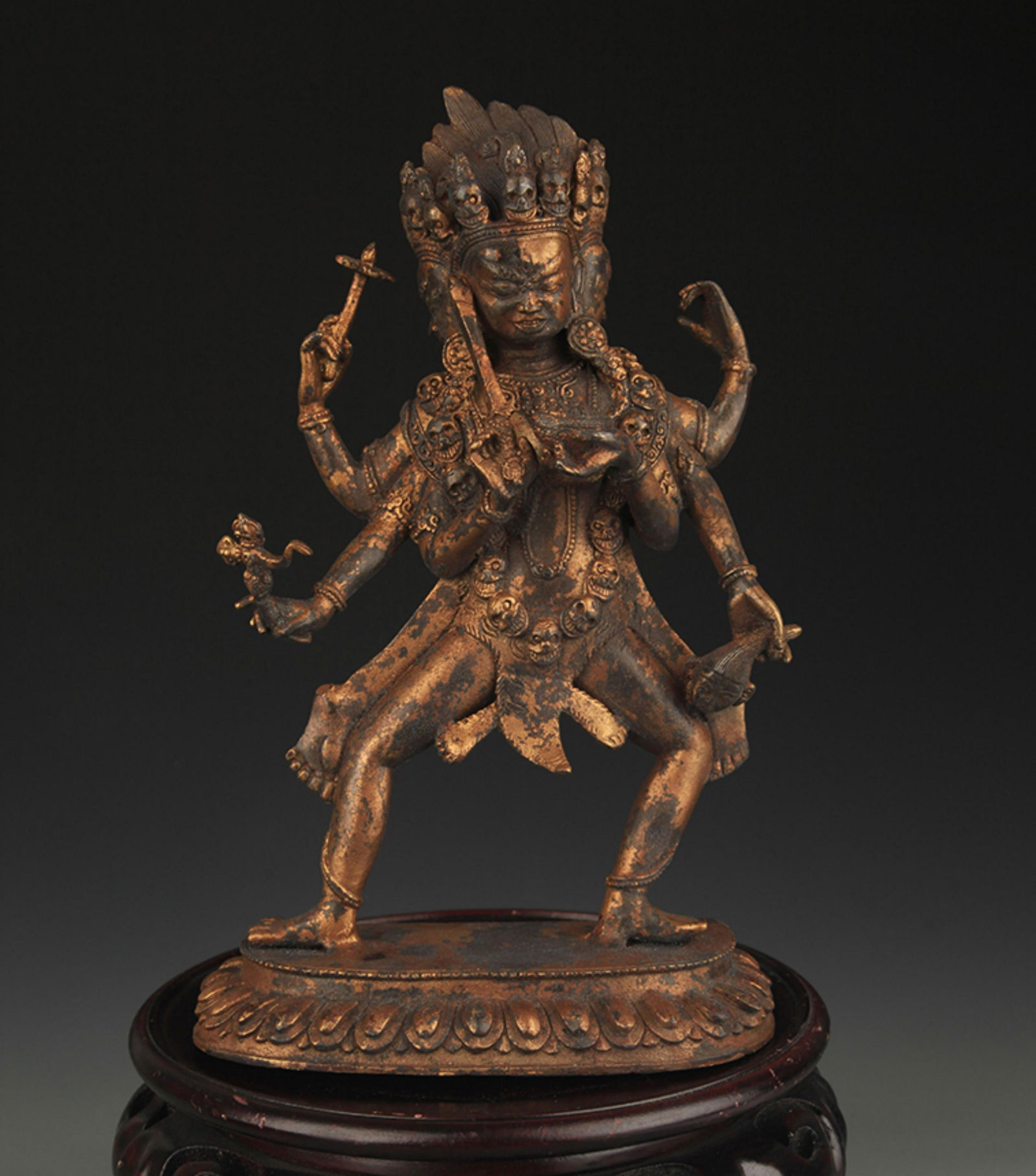 A LARGE BRONZE SIX ARM MAHAKALA STATUE (1 of 5)