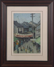 A FINE OIL PAINTING, ATTRIBUTED TO ZHOU BI CHU (1 of 6)
