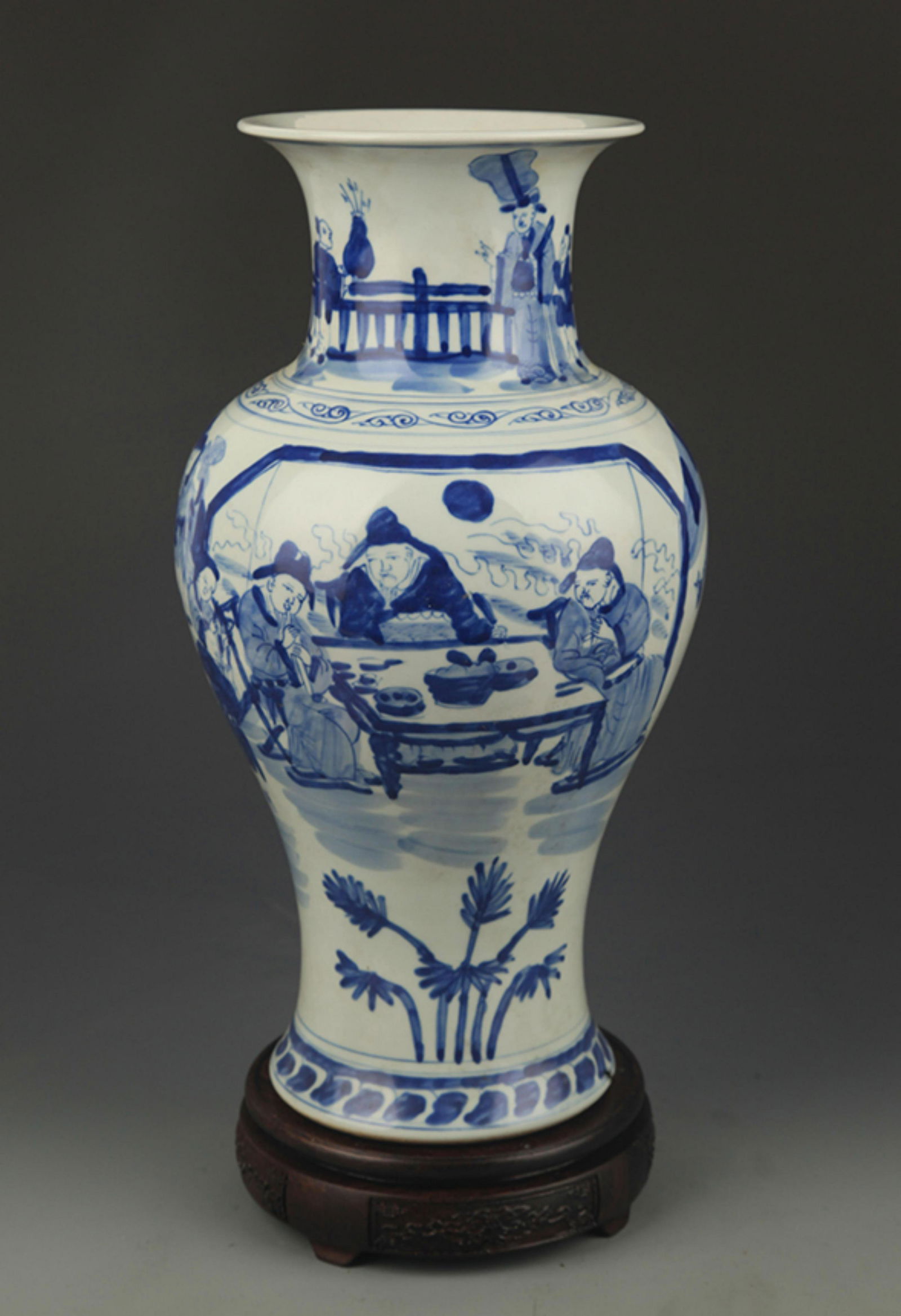 RARE BLUE AND WHITE CHARACTER PATTERN GUANYIN VASE (1 of 5)
