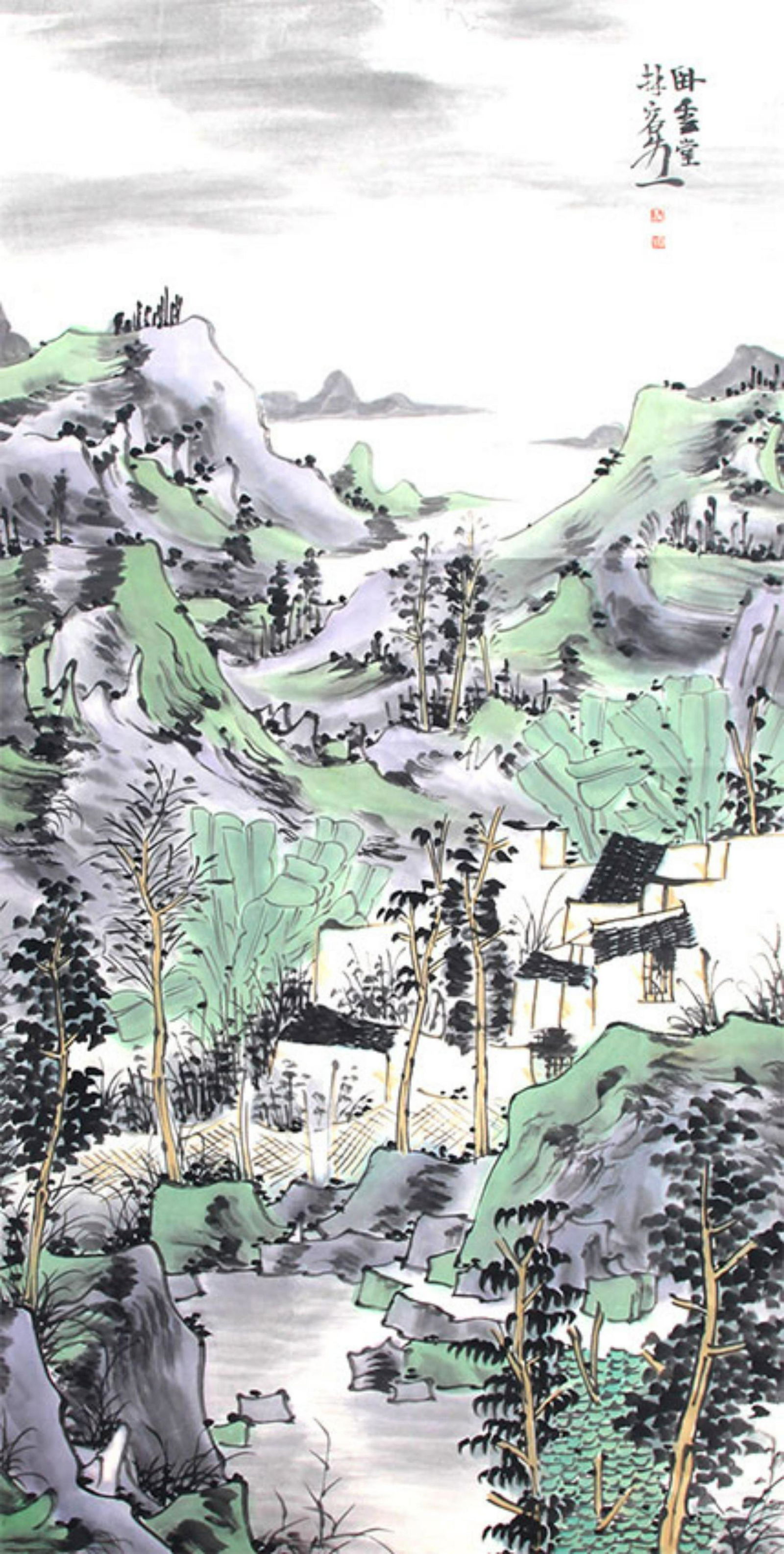 LIN RONG SHENG CHINESE PAINTING, ATTRIBUTED TO: Contemporary, High: 53.00 inch; Width: 26.5 inch