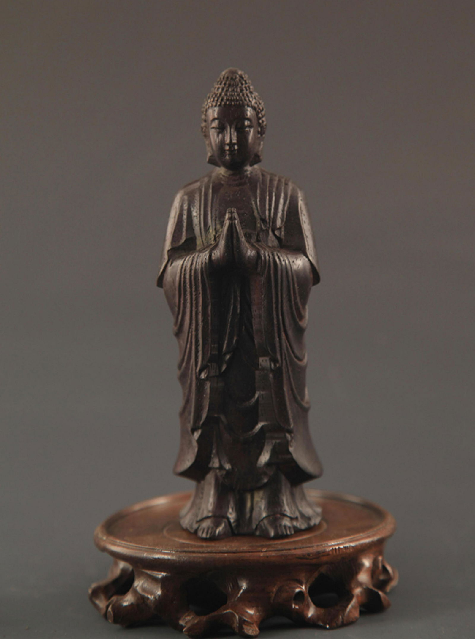 A FINE EBONY WOOD AKSHOBHYA BUDDHA FIGURE (1 of 5)