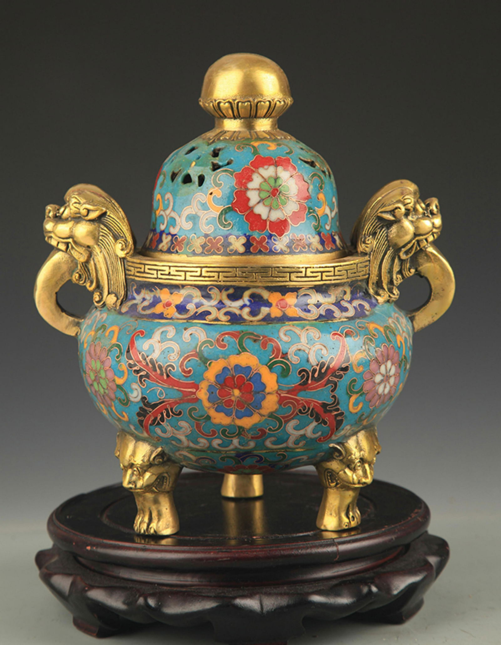 A CLOISONNE ENAMEL FLOWER PATTERN AROMATHERAPY (1 of 5)