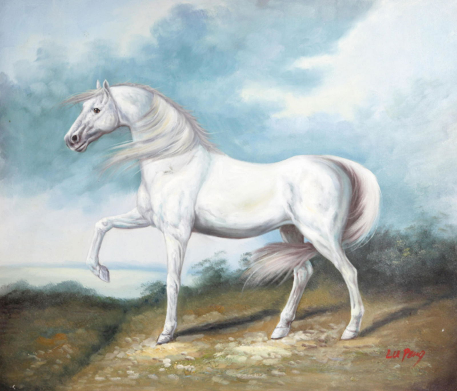 A FINE OIL PAINTING ATTRIBUTED TO LU PENG: Modern, Long: 24.00 inch; Width:20.5 inch