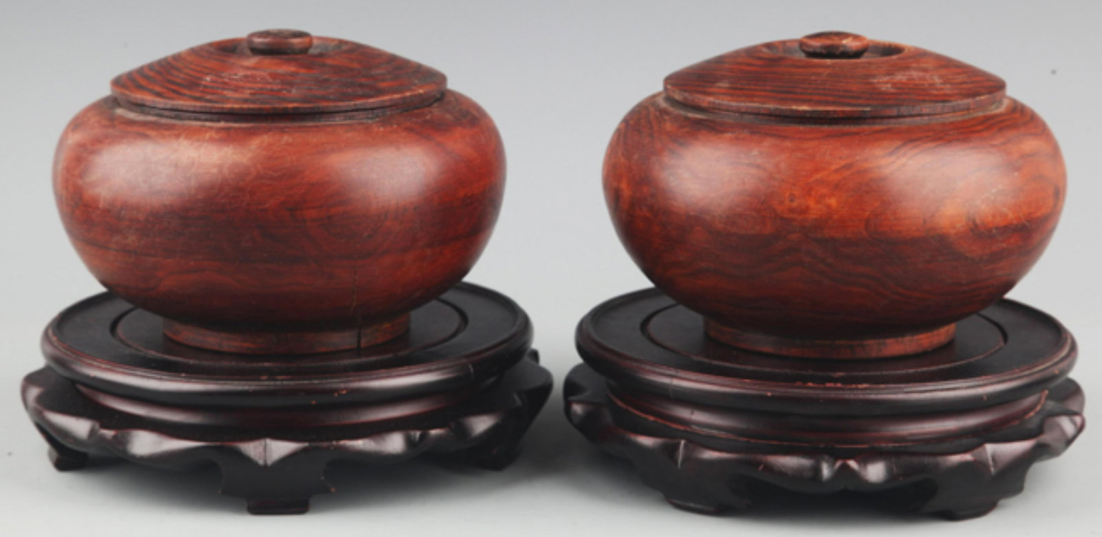 PAIR OF WOODEN GO GAME BOX "WEI QI" BOX: Republic Period, High: 3.9 inch; Width: 6.00 inch