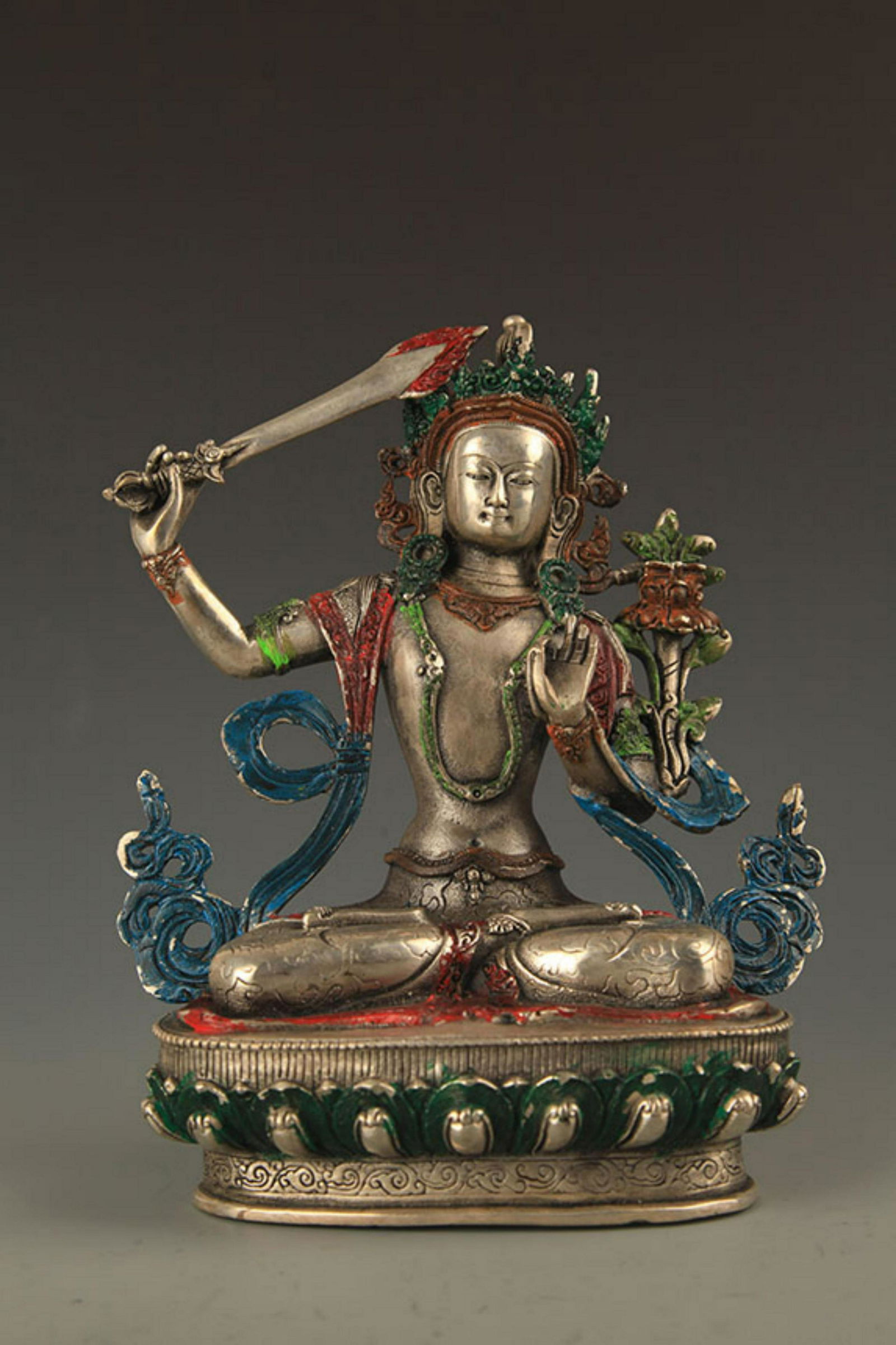 A FINELY CARVED MANJUSHRI BRONZE STATUE (1 of 5)