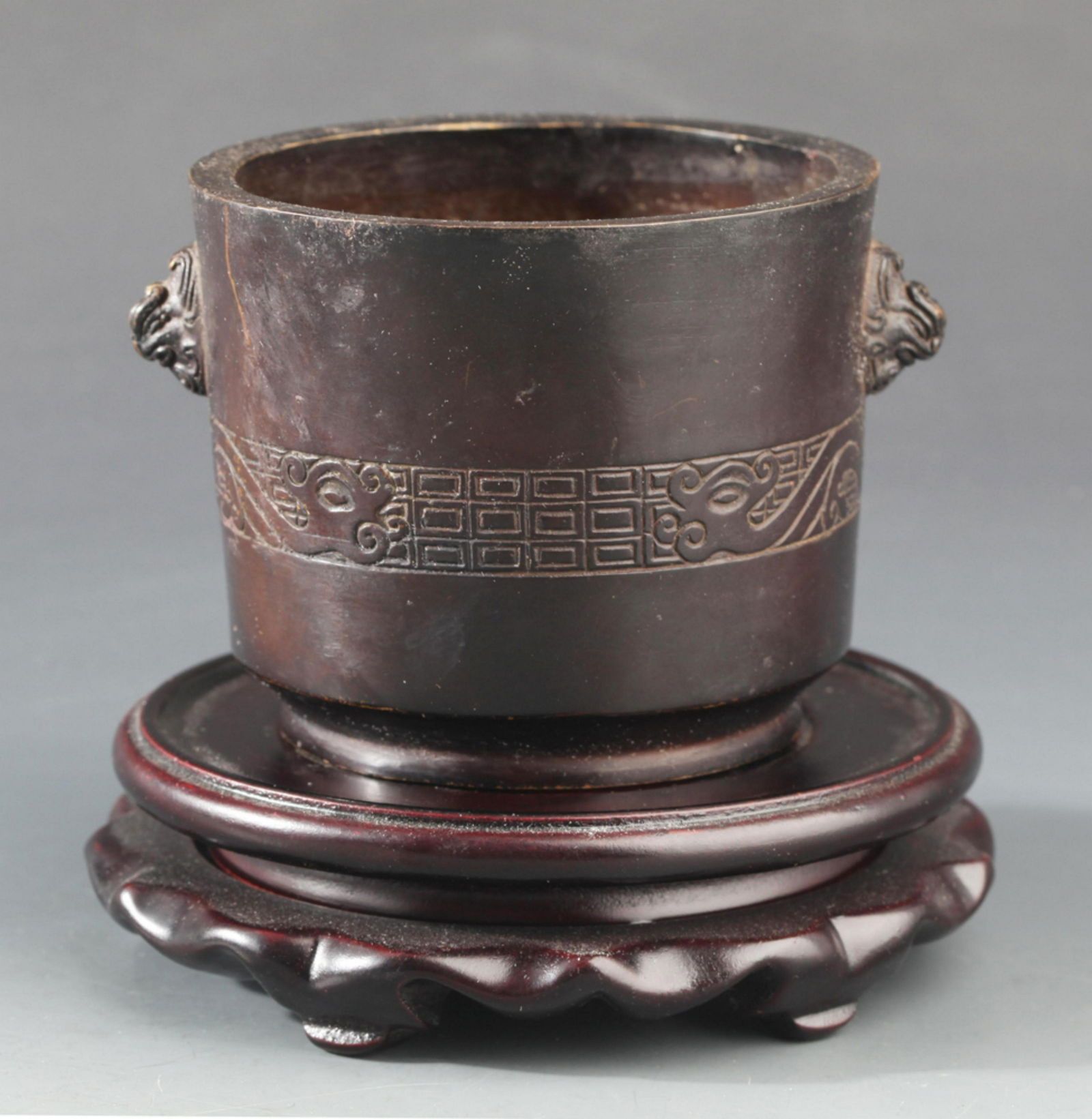 A RARE "DRAGON" CARVED BRONZE CENSER (1 of 5)