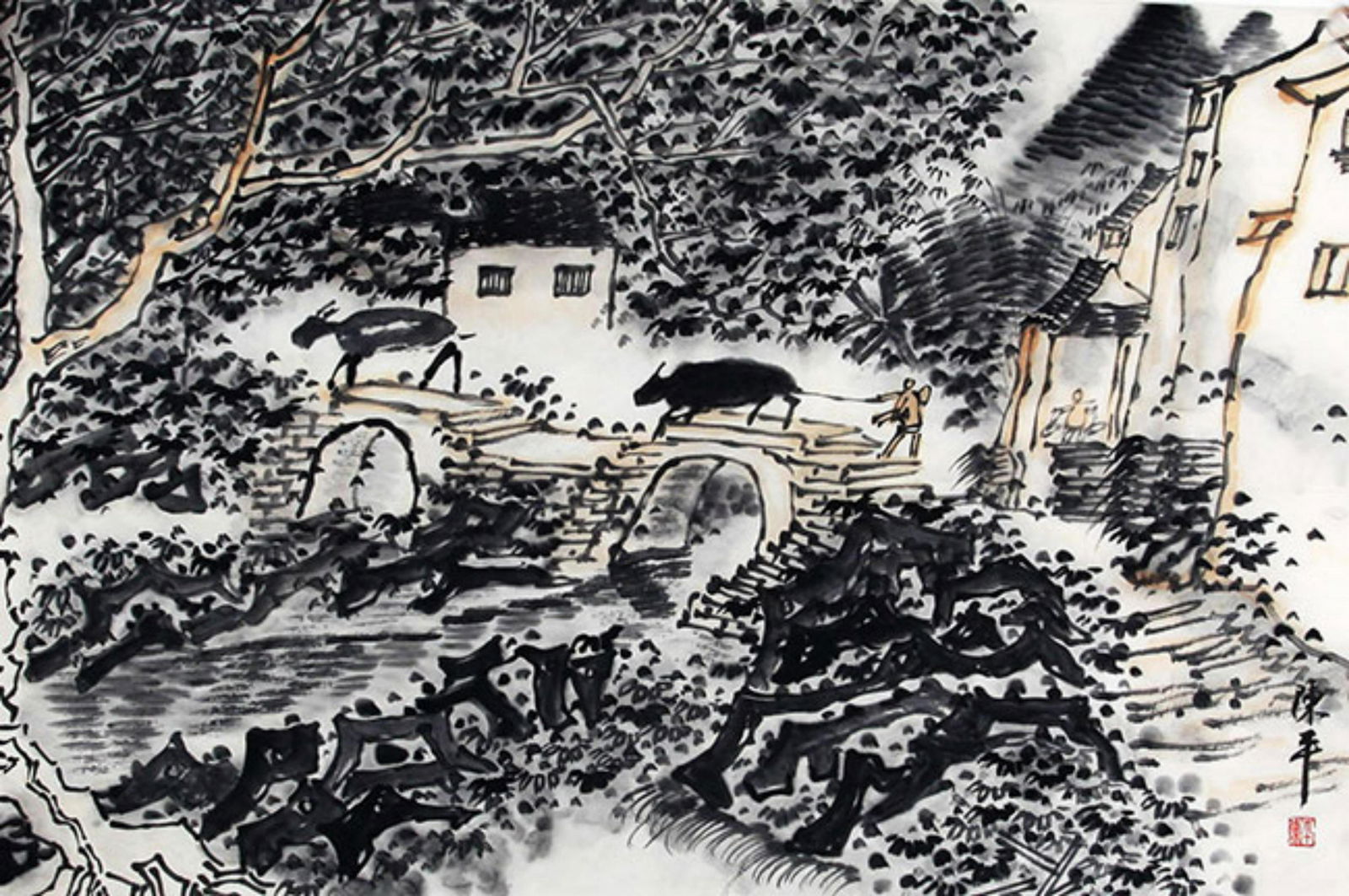 CHINESE PAINTING, ATTRIBUTED TO CHEN PING: Contemporary, High:25.7 inch; Width:25.0 inch