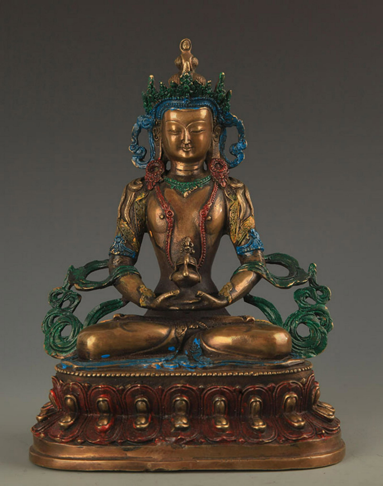A TIBETAN BUDDHISM BRONZE AMITAYUS HAYAGRIVA STATUE (1 of 6)