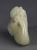 A FINELY CARVED BOY WITH GOOSE GREENISH WHITE JADE - 3