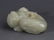 A FINELY CARVED BOY WITH GOOSE GREENISH WHITE JADE - 4