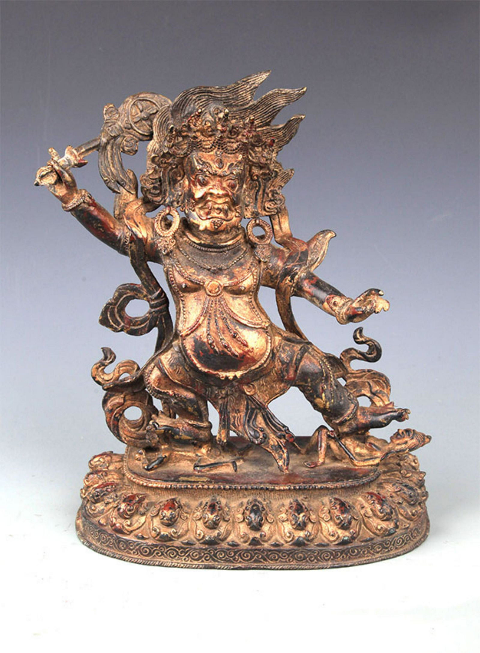 A FINELY CARVED YAMANTAKA BRONZE STATUE (1 of 9)