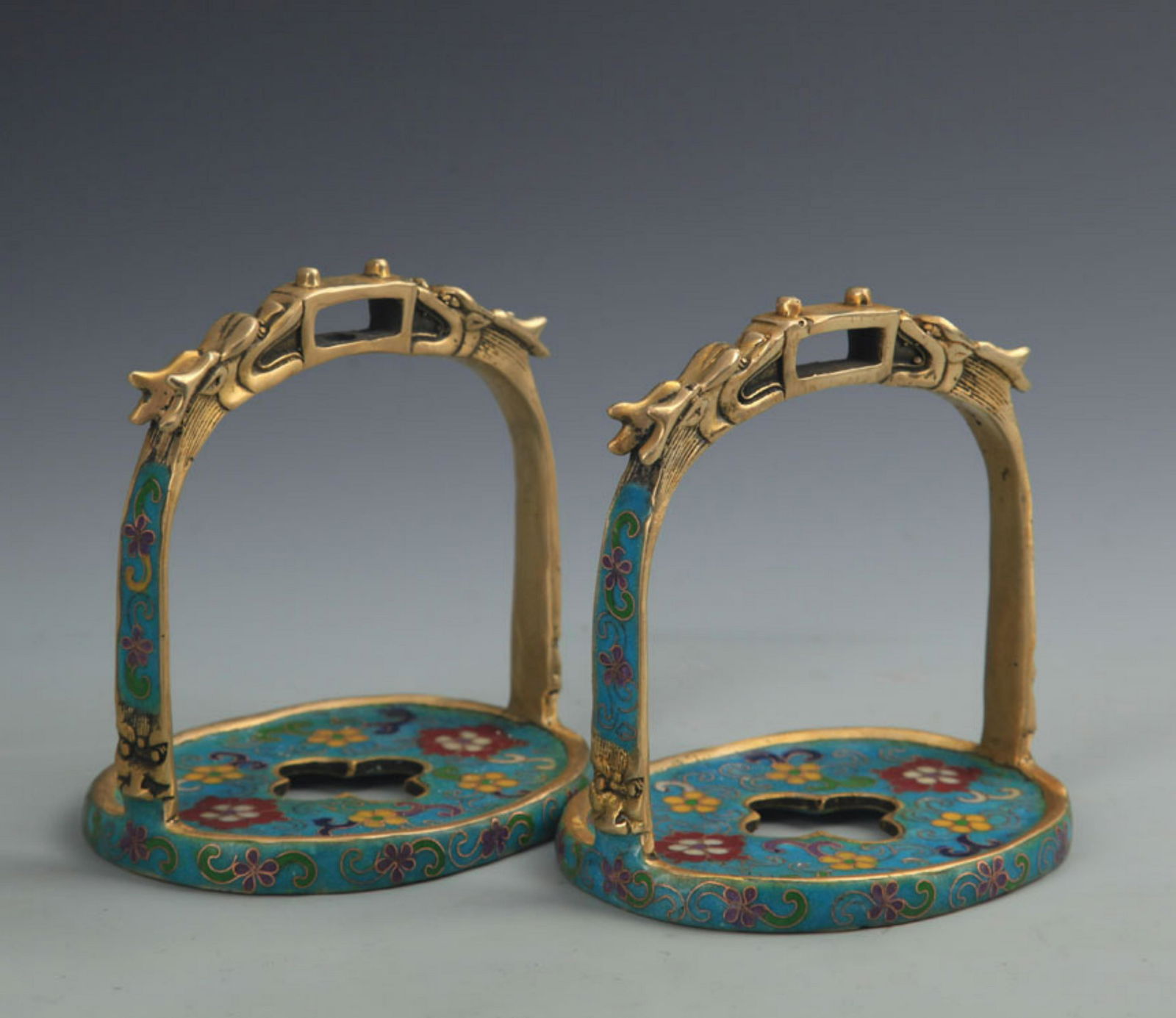 BRONZE CLOISONNE ENAMEL STIRRUP (1 of 7)