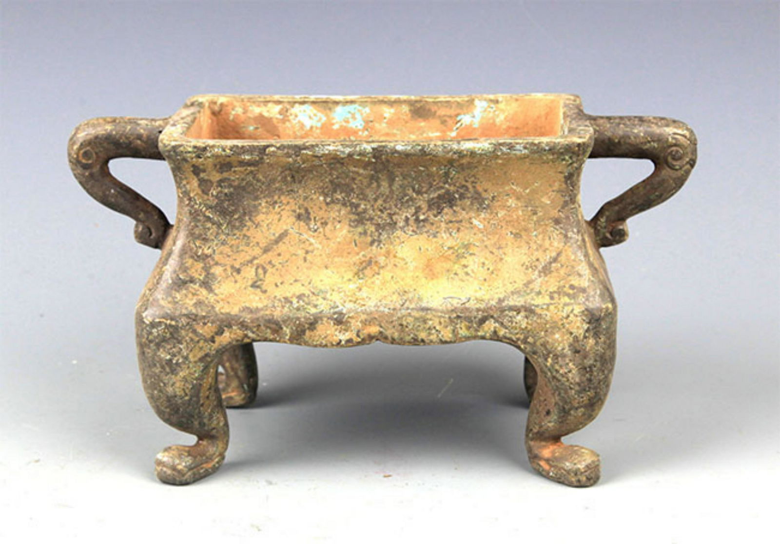 A FINE SQUARE BRONZE CENSER (1 of 4)