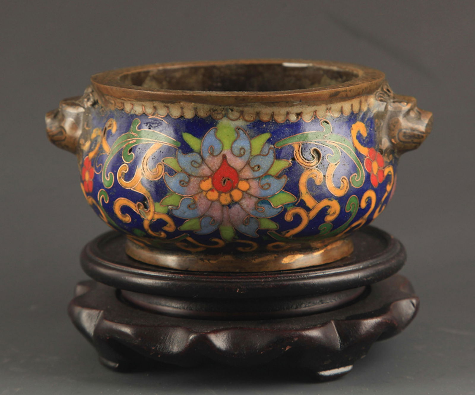 BRONZE CLOISONNE ENAMEL LOTUS PATTERN CENSER (1 of 5)