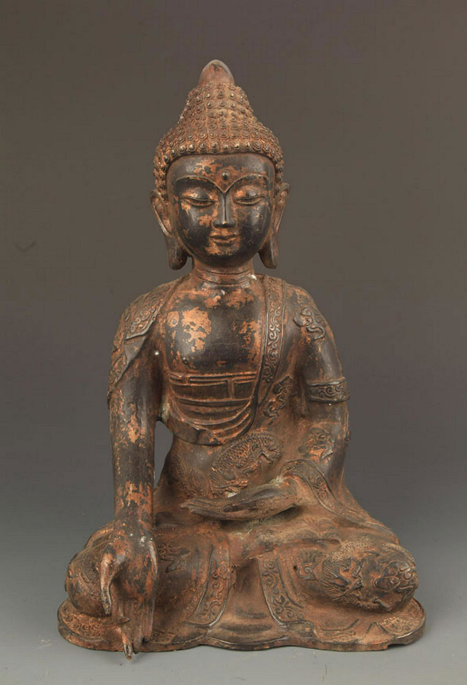 CAST IRON AKSHOBHYA BUDDHA STATUE (1 of 6)