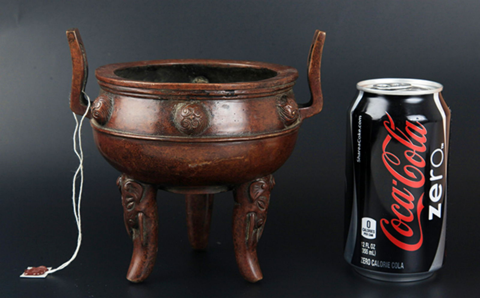 A BRONZE HIGH FOOT DOUBLE EAR BRONZE CENSER (1 of 7)