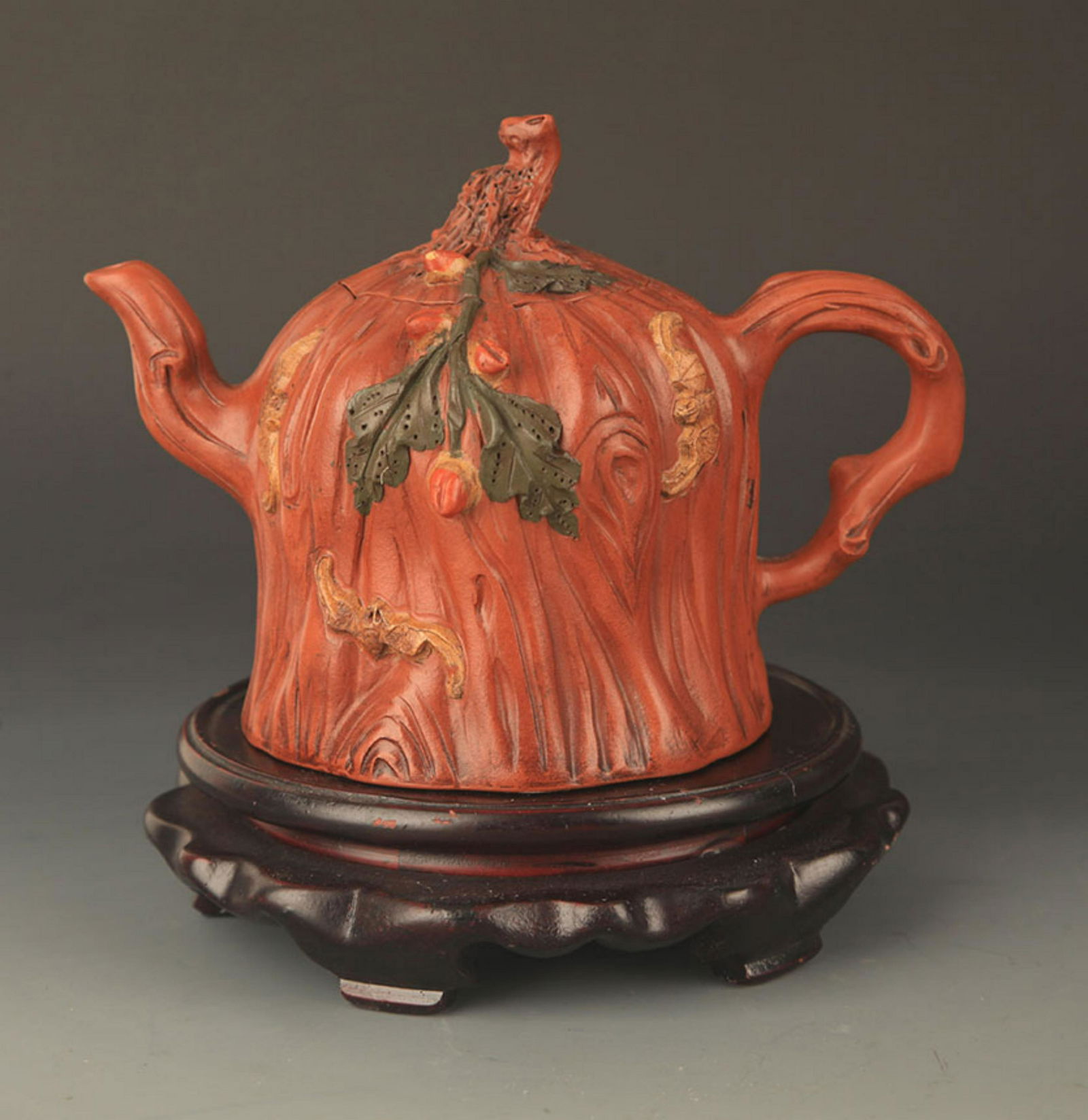 FINE "FU" CARVING YIXING ZI SHA TEAPOT (1 of 5)