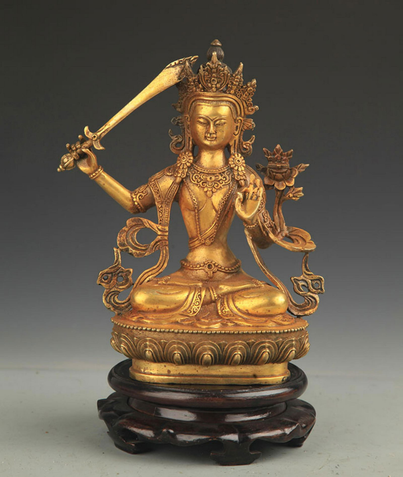 TIBETAN BUDDHISM BRONZE MANJUSHRI STATUE (1 of 5)