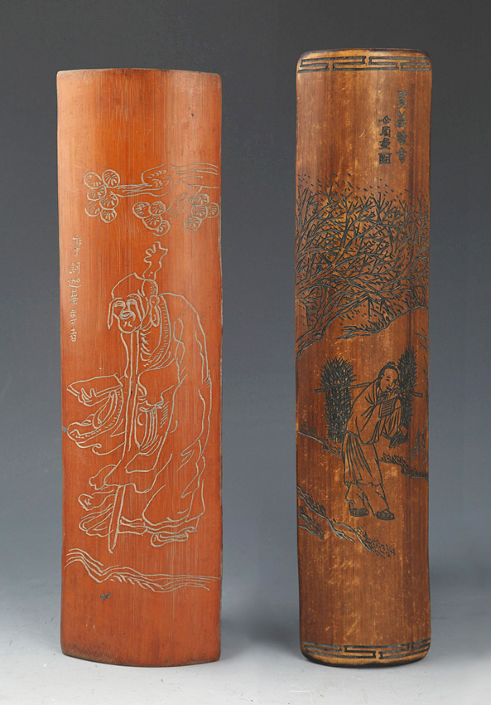 GROUP OF TWO BAMBOO CARVING ARM REST (1 of 10)