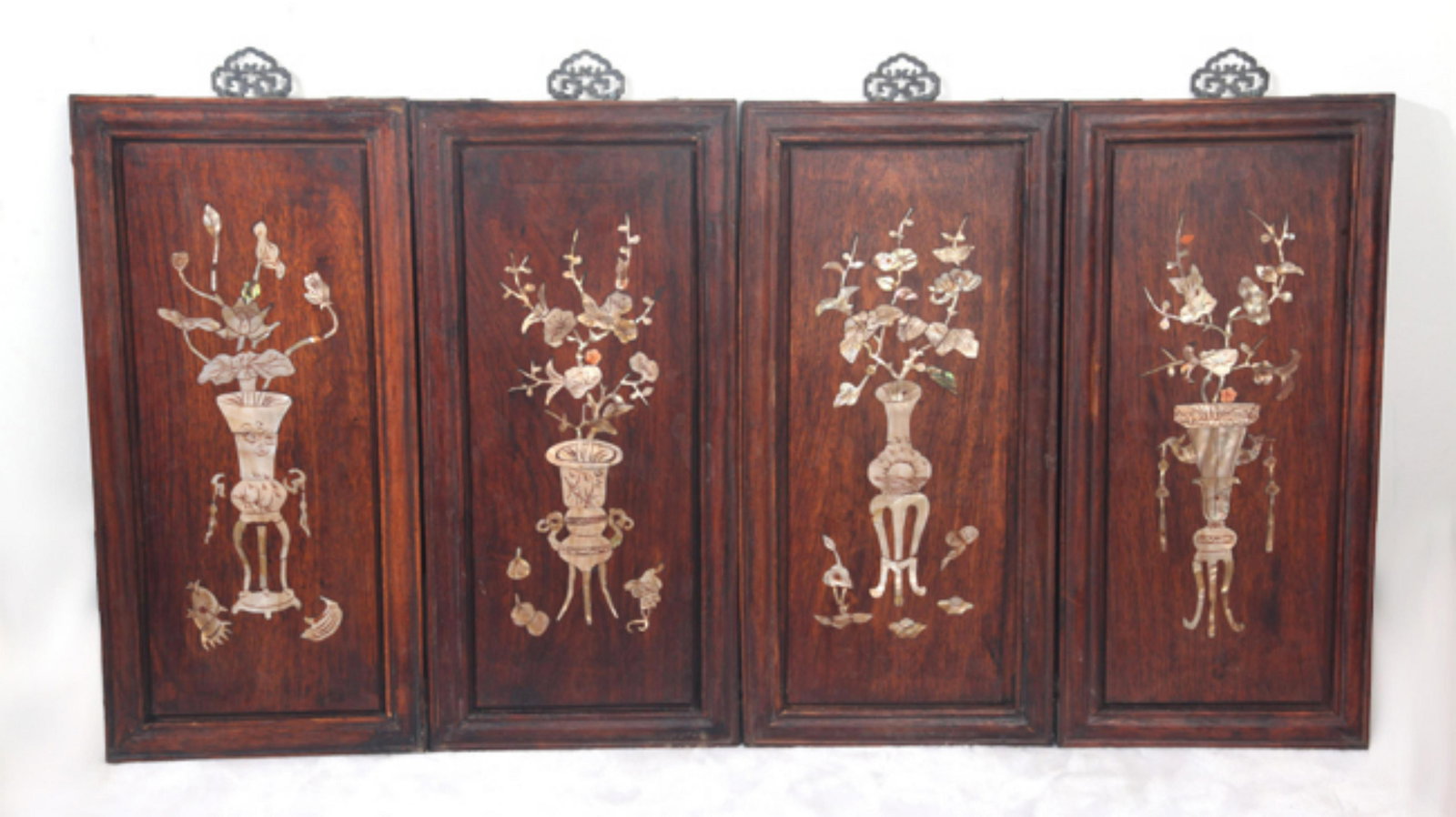 GROUP OF FOUR FINELY CARVED ROSEWOOD: 20th Century, High: 16.5 inch; Width: 8.00 inch; 4