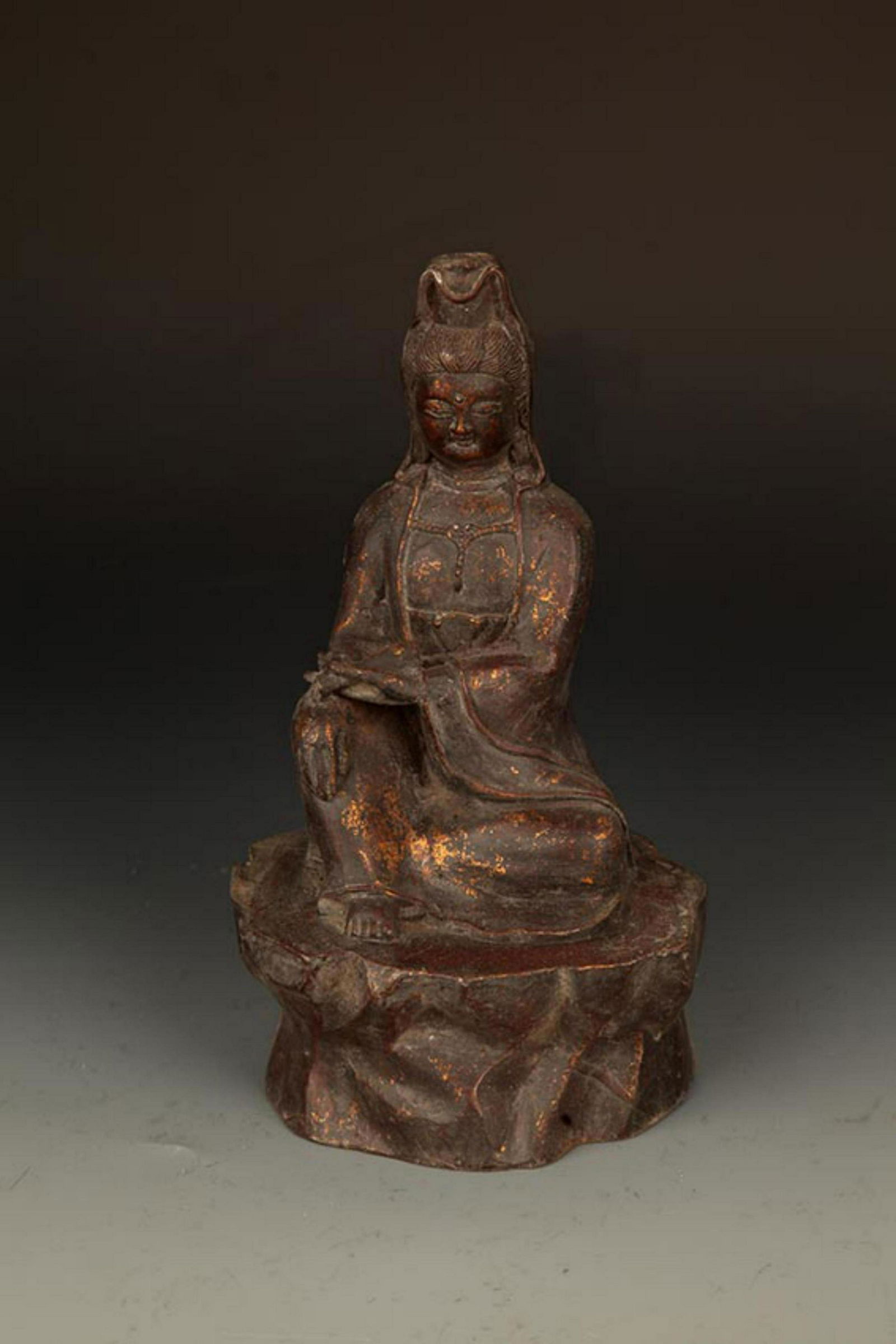 CAST IRON GUAN YIN BUDDHA STATUE (1 of 7)