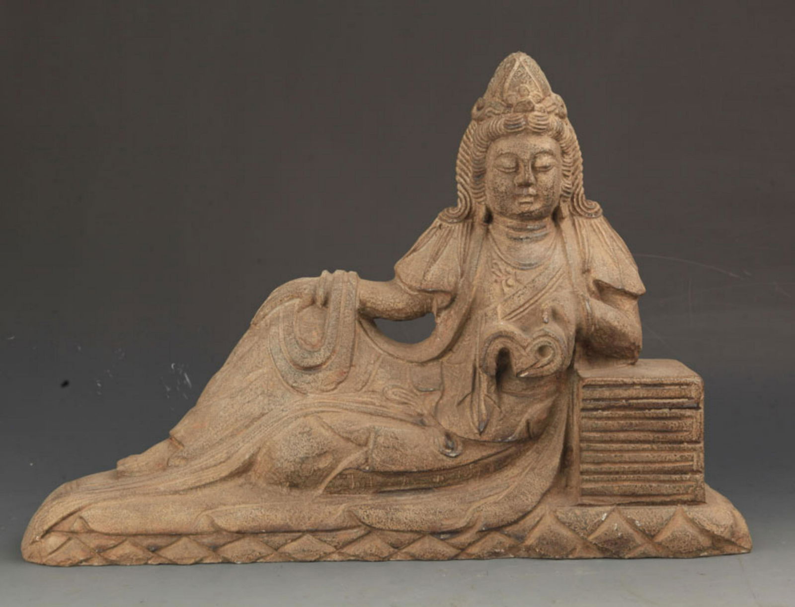 RARE LARGE STONE CARVING MANJUSHRI STATUE (1 of 6)