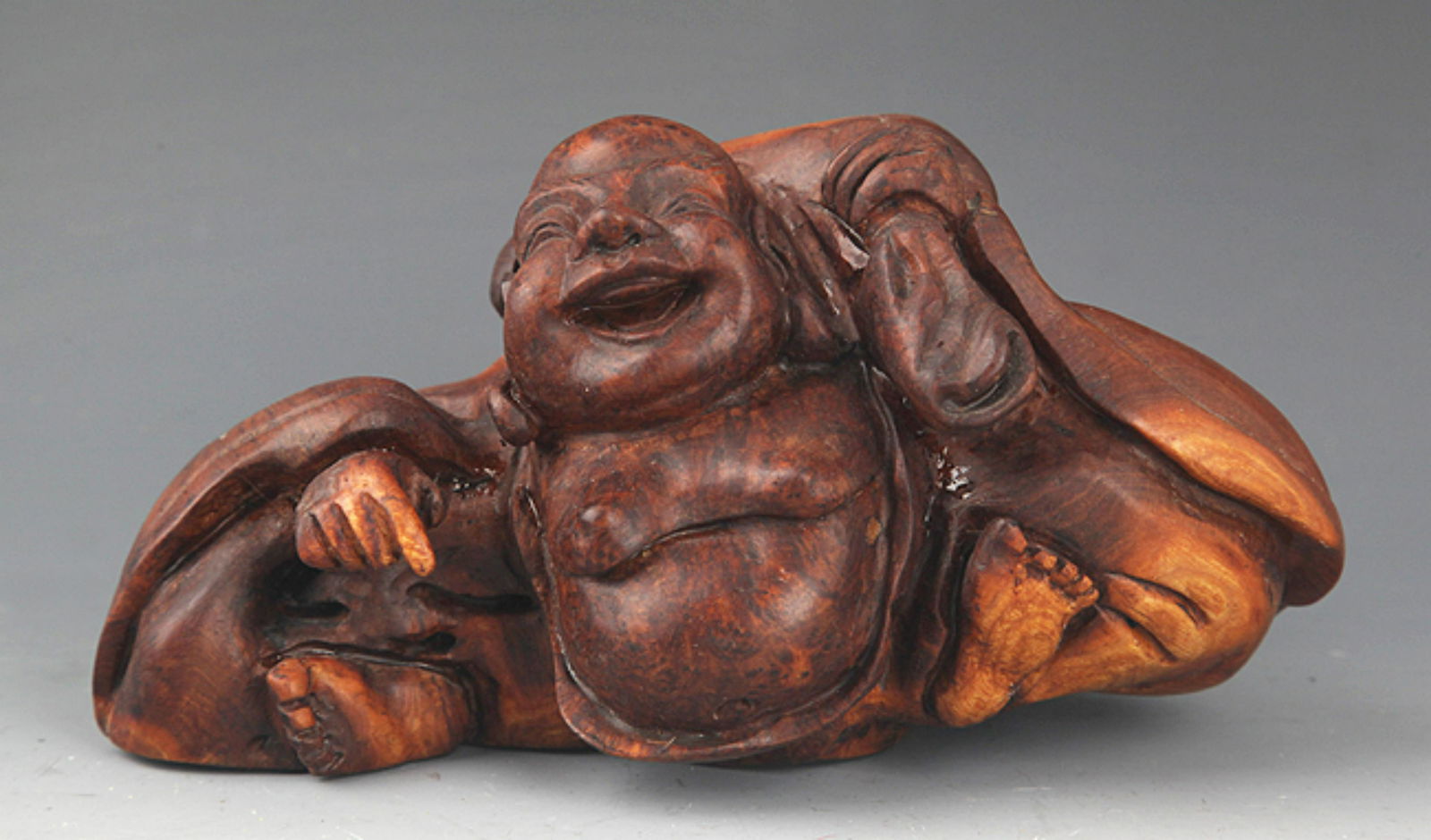 A BOXWOOD CARVING IN FIGURE OF MAITREYA BUDDHA (1 of 7)