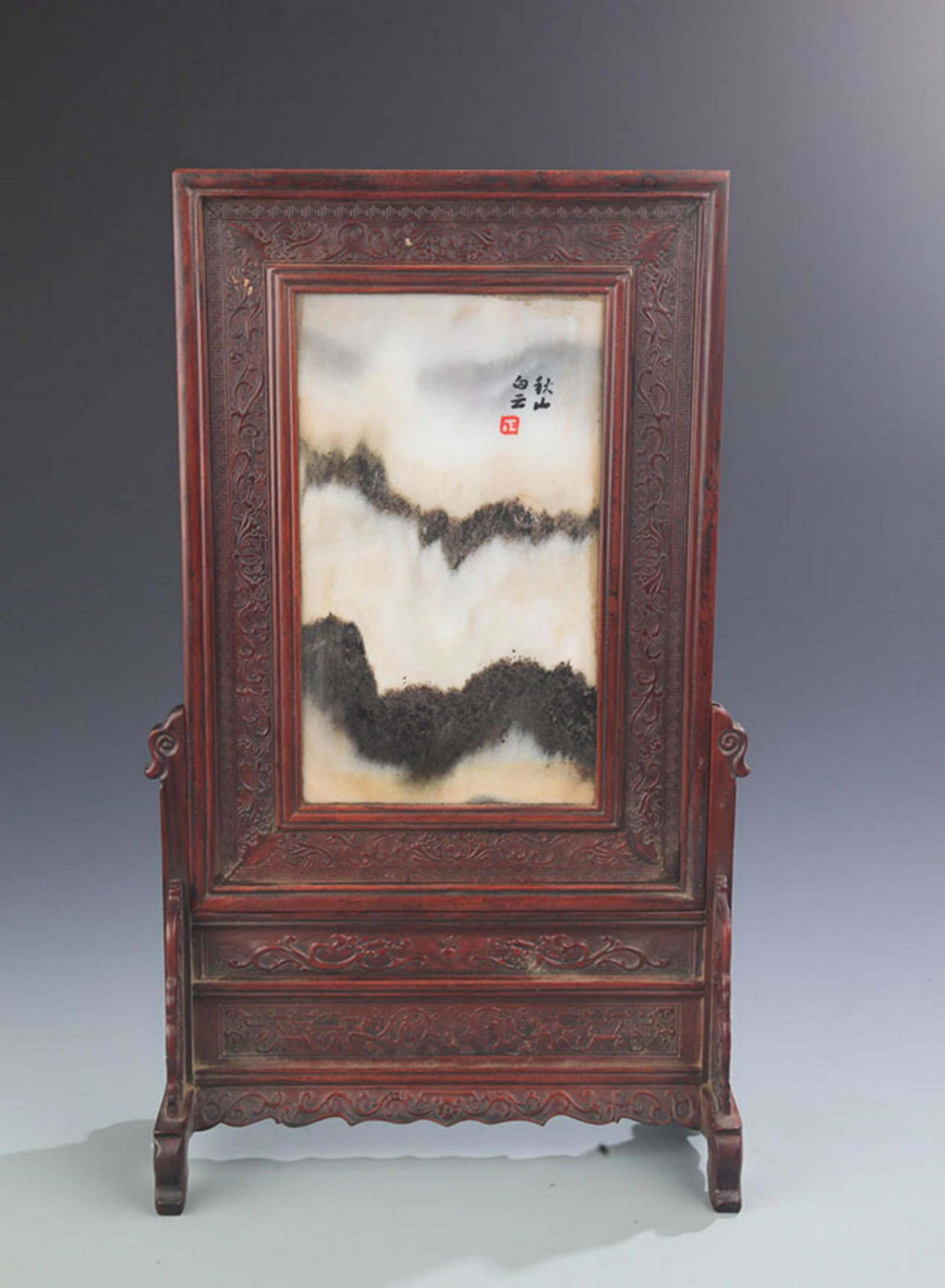 RARE HUA LI MU TABLE PANEL INLAY WITH MARBLE (1 of 6)