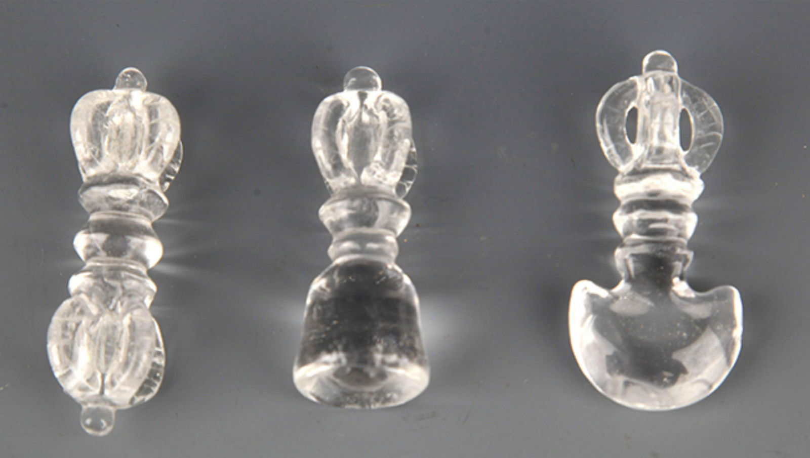 GROUP OF THREE SMALL CRYSTAL VAJAR (1 of 4)