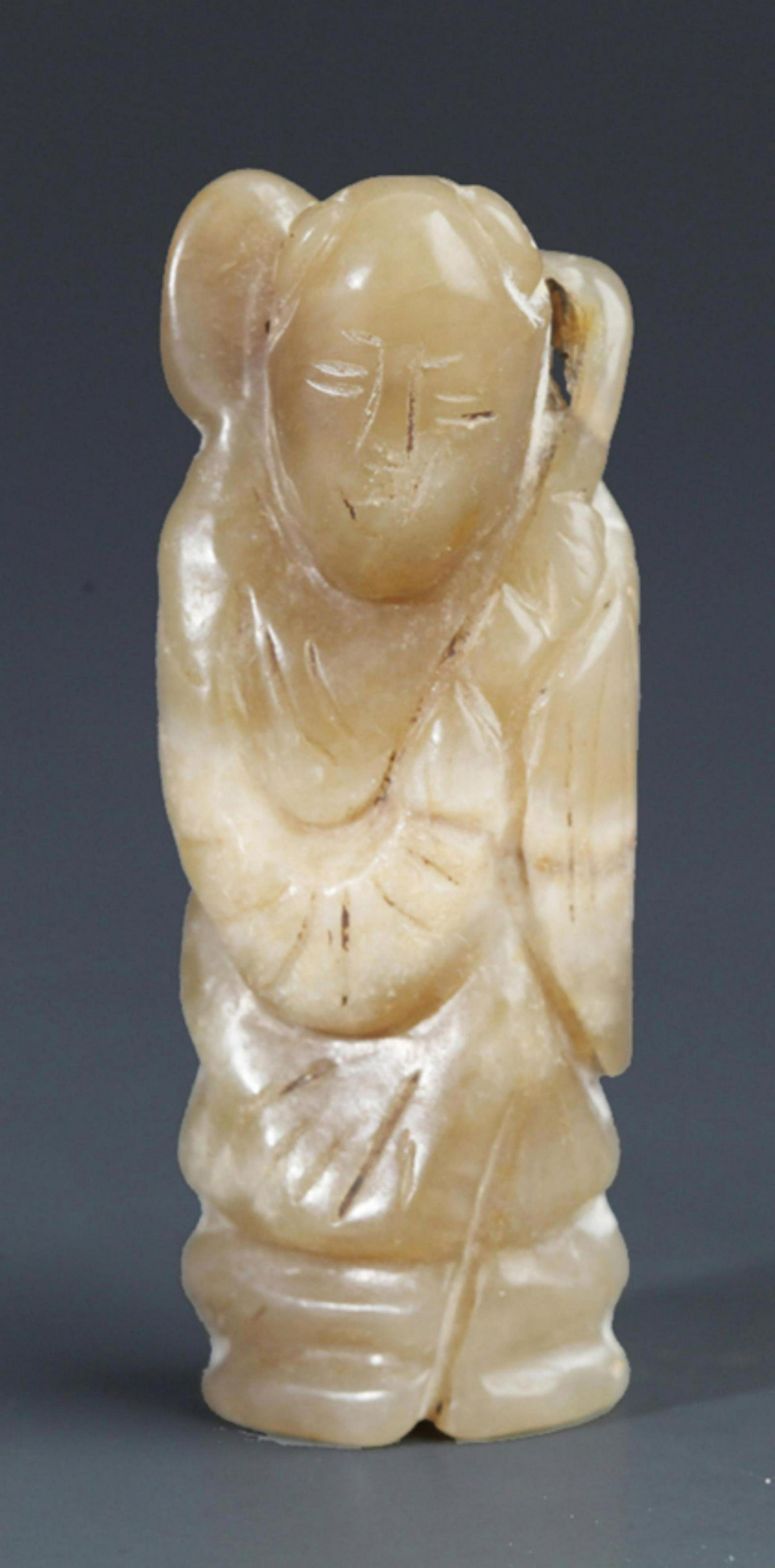 A FINE BOY WITH LOTUS CARVING JADE PENDANT (1 of 3)