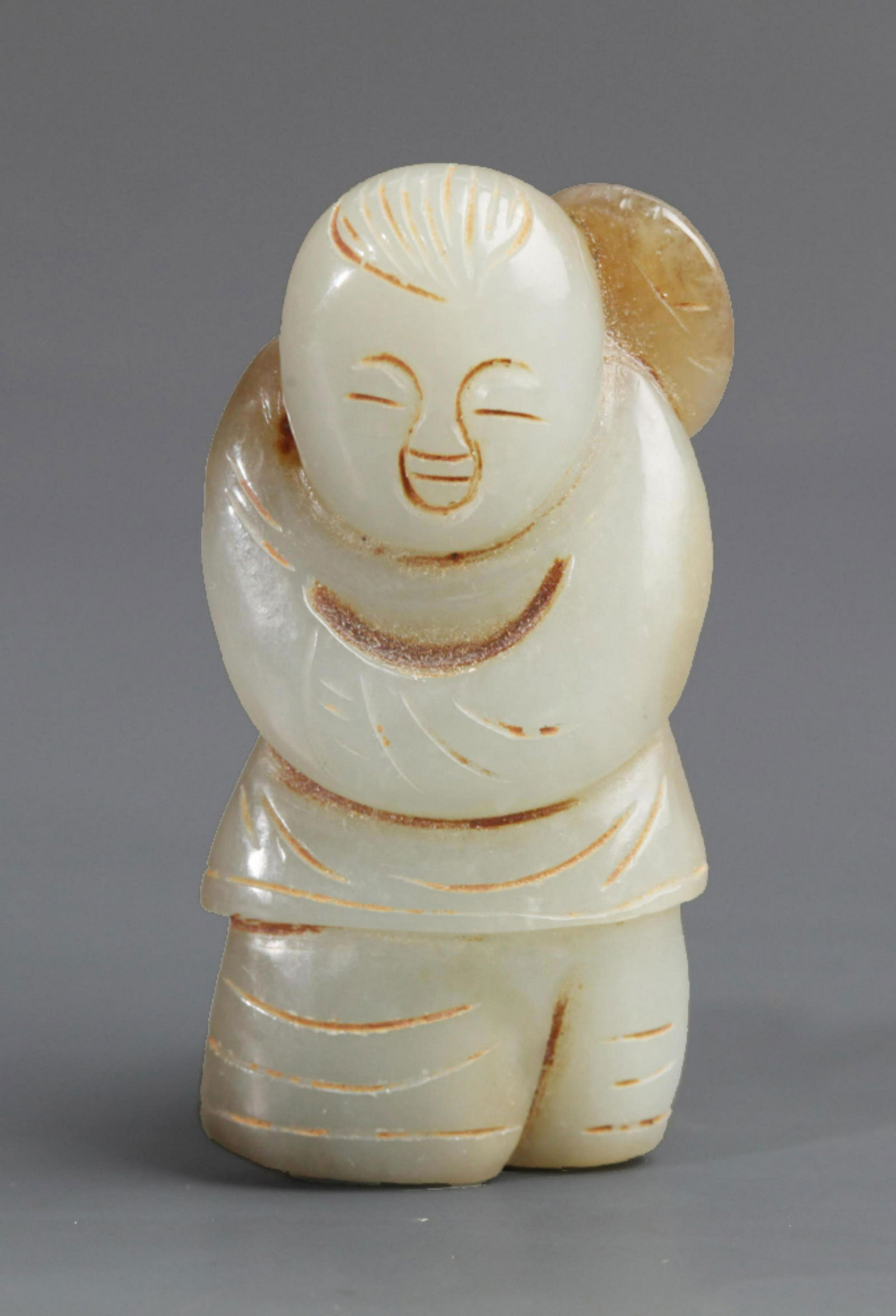 A FINE BOY WITH LOTUS CARVING JADE PENDANT (1 of 3)