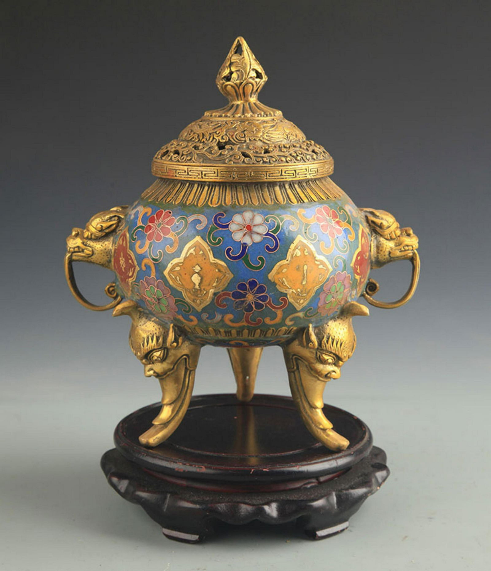 CLOISONNE ENAMEL ANIMAL EAR BRONZE AROMATHERAPY (1 of 4)