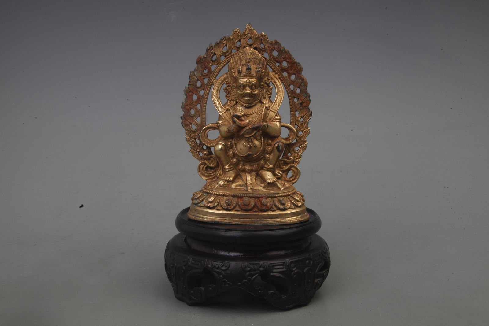 RARE GOLD GILT BRONZE MAHAKALA BUDDHA STATUE (1 of 5)