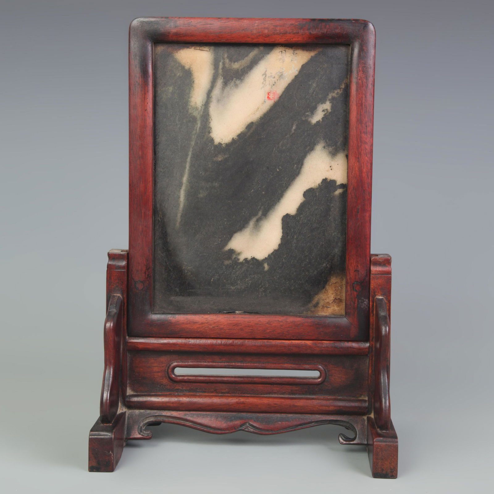 A FINE REDWOOD MADE TABLE PLAQUE (1 of 5)